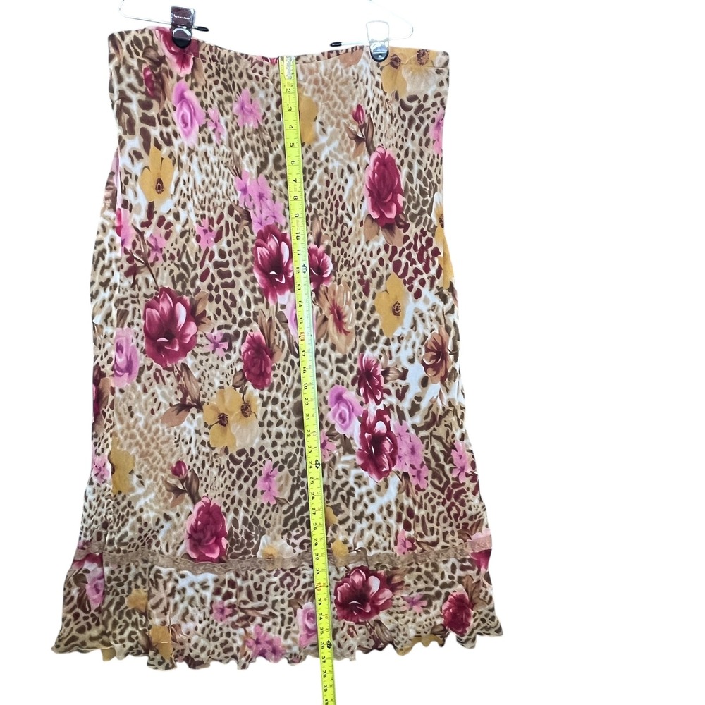 NYC Design Co Silk Skirt Set Womens 2X 3X Leopard Floral Whimsigoth Vtg Y2K Boho - Picture 7 of 16